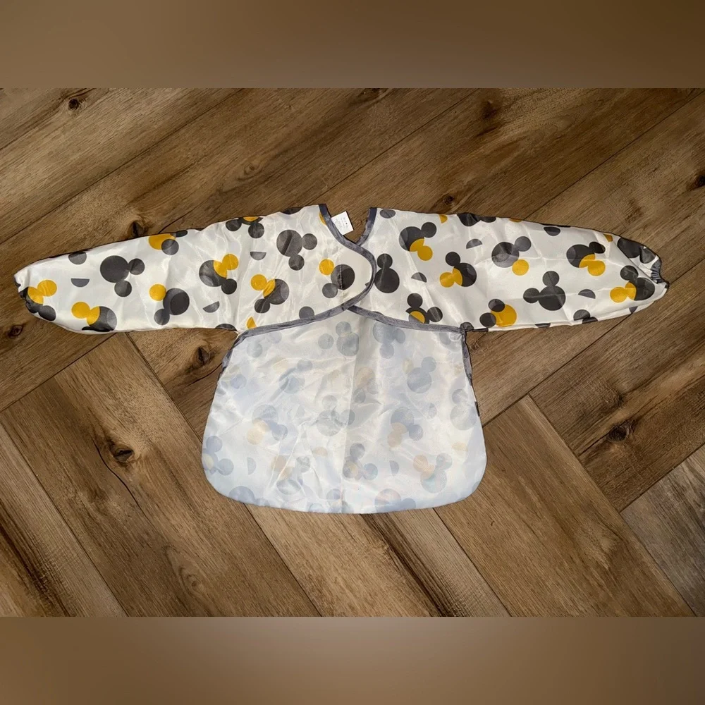 Disney Long Sleeve Bib in White, Yellow, Gray